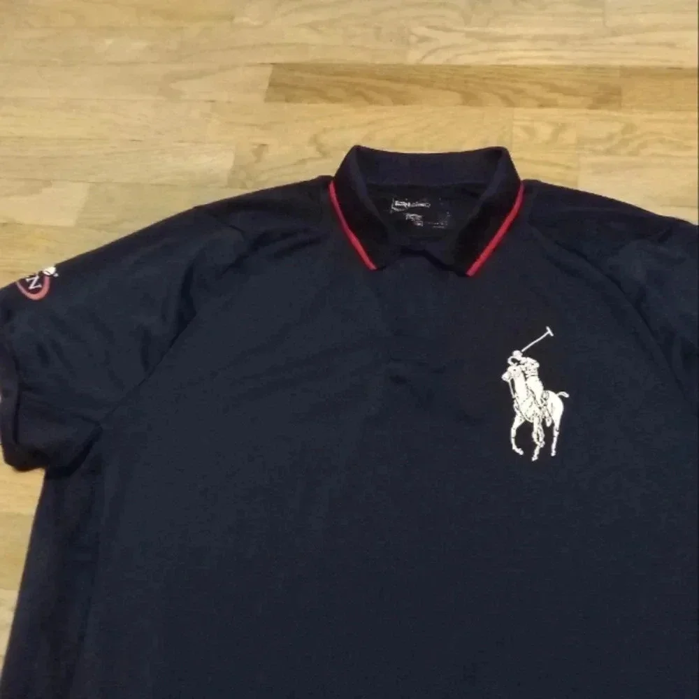 Ralph Lauren RLX Mens US OPEN 2006 Navy Blue Tennis Polo Shirt Size L Big Pony
